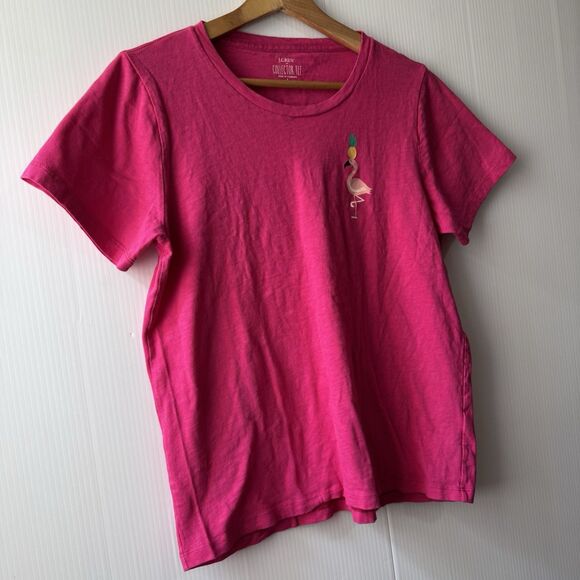 J. Crew Factory Women's "Flamingo w Pineapple" Collector's T Shirt Pink Sz L - Picture 5 of 12